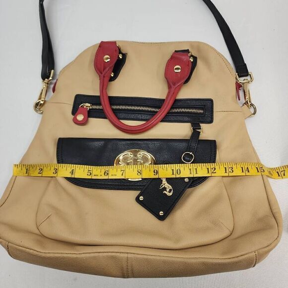 Emma Fox Carry All Fold Over Leather Shoulder Top Handle Boho Hobo Bag Tan - Picture 11 of 13